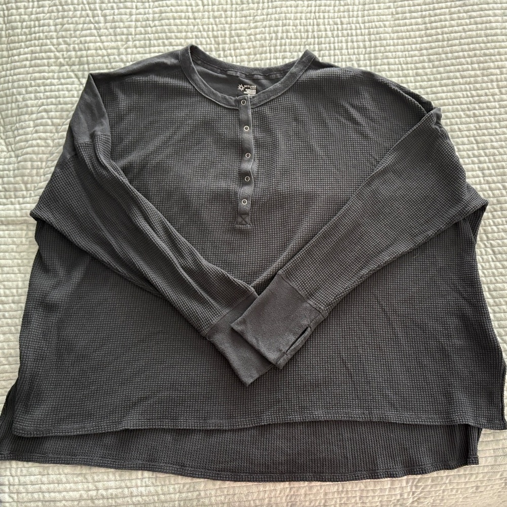 4 OFFLINE By Aerie Wow! Waffle Henley Shirt - (2 Black, 1 Blue, 1 Red - XXL)